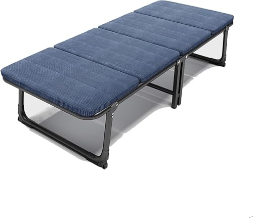 ININOSNP Memory-Schaum-Klappbett Tragbares, zusammenklappbares Gästebett mit Schaumstoffmatratze – Stabiler Metallrahmen, umwandelbares Schlafsofa und Campingbett(Blu,190x80cm) von ININOSNP