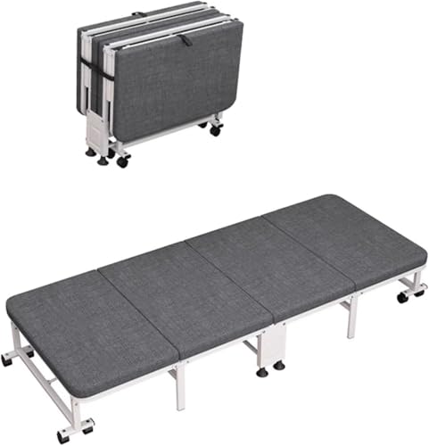 ININOSNP Memory-Schaum-Klappbett Tragbares Klappbett (mit Matratze) Tragbares Klappcampingbett mit Metallrahmen (mit Rädern), geeignet for Schlafzimmer, Büros und Camping(Grigio,184 * 60 * 22cm) von ININOSNP