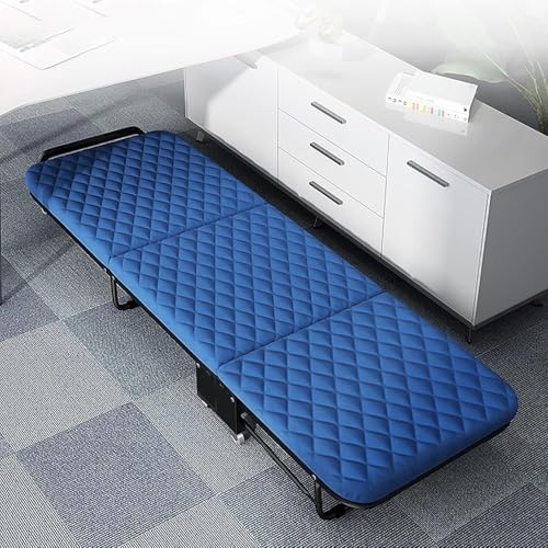 ININOSNP Memory-Schaum-Klappbett Tragbares Klappbett mit Schaumstoffmatratze – Kompaktes, ausziehbares Campingbett auf Rädern for Erwachsene(Blu,180x65x27cm) von ININOSNP