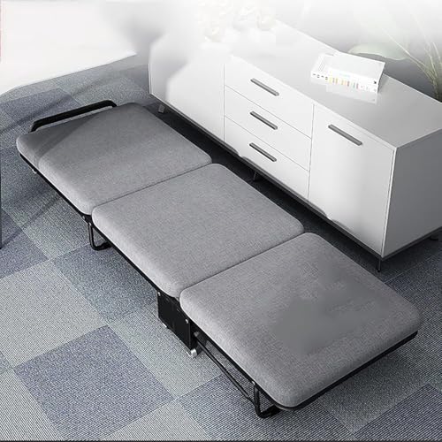 ININOSNP Memory-Schaum-Klappbett Tragbares Klappbett mit Schaumstoffmatratze – Kompaktes, ausziehbares Campingbett auf Rädern for Erwachsene(Grigio,180x75x27cm) von ININOSNP