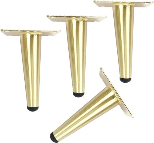 ININOSNP Metall-Sofafüße, Set mit 4 Schrankfüßen, Ersatz-Möbelschrankfüße, gerade konisch mit Schrauben, Farbe gebürstetes Gold (35 cm). (Color : Gold, Size : 10cm/3.9in) von ININOSNP