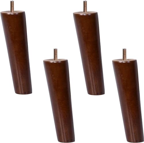 ININOSNP Möbelbeine aus Massivholz, 4-teiliger konischer Ersatzfuß aus Massivholz, Tischbeine aus Gummibaumholz mit M6-Schrauben, Walnussfarbe (gerade 60 cm) (Color : BrownOblique, Size : 5cm/2inch) von ININOSNP