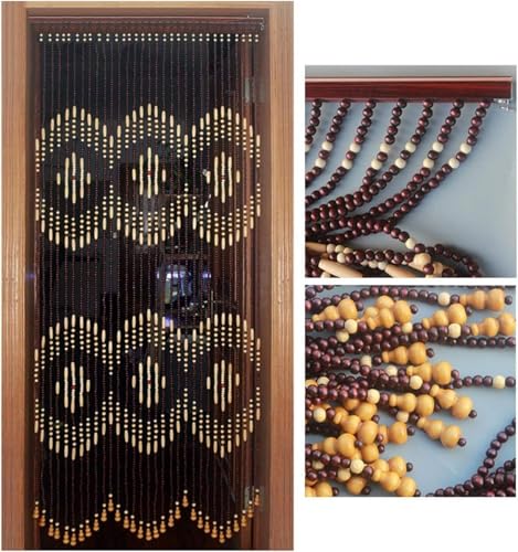 ININOSNP Natürliche Perlen Natürliche Massivholzperlen for Innen- und Außentrennwanddekoration, Belüftung und Staubschutz, anpassbarer Perlenvorhang(51 strands-60x192cm) von ININOSNP