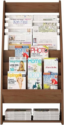 ININOSNP Robuste Zeitschriftenständer, Zeitungsständer aus Holz, Broschürenliteratur, große Präsentationsständer, freistehende Bücherregale (Farbe: Braun) (Color : Brown) von ININOSNP