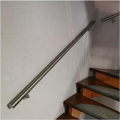 ININOSNP Schwebende Treppenhandläufe Geländerwand aus Edelstahl, Innentreppe, Stufengeländer for den Außenbereich, kreisförmiges silbernes Geländer mit Halterungen und Hardware(80cm) von ININOSNP