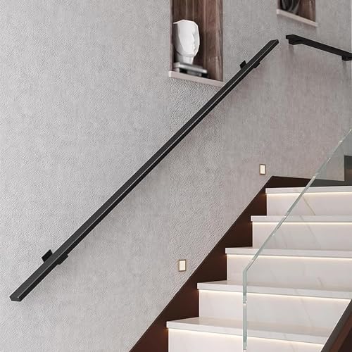 ININOSNP Schwebende Treppenhandläufe Gold/schwarzes Eisengeländer, an der Wand montiertes rechteckiges Rohr-Sicherheitsgeländer for Kinder/ältere Menschen(180cm) von ININOSNP