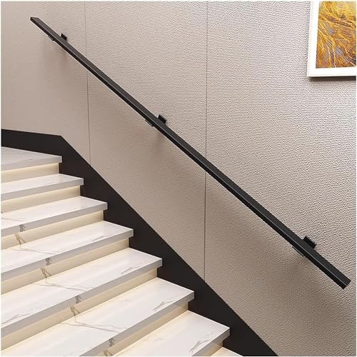 ININOSNP Schwebende Treppenhandläufe Gold/schwarzes Eisengeländer, an der Wand montiertes rechteckiges Rohr-Sicherheitsgeländer for Kinder/ältere Menschen(Black,120cm) von ININOSNP
