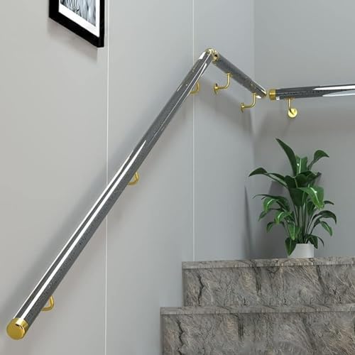 ININOSNP Schwebende Treppenhandläufe Handläufe, Innentreppenhandläufe, Schwarze transparente Handläufe, Flurhandläufe, Treppenhandläufe(Gold,200cm) von ININOSNP