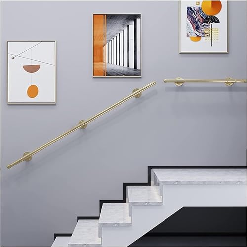 ININOSNP Schwebende Treppenhandläufe Innen- oder Außentreppe und Treppenhandlauf Gold, Metalltreppe, Treppenhandlauf-Kit(200cm) von ININOSNP