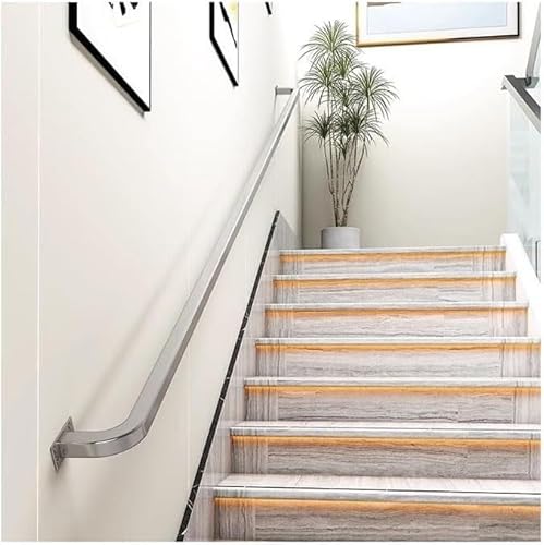 ININOSNP Schwebende Treppenhandläufe Innentreppenhandlauf Treppenhandlauf aus verzinktem Stahlrohr, Rutschfester Wandhandlauf(Silver,80cm) von ININOSNP
