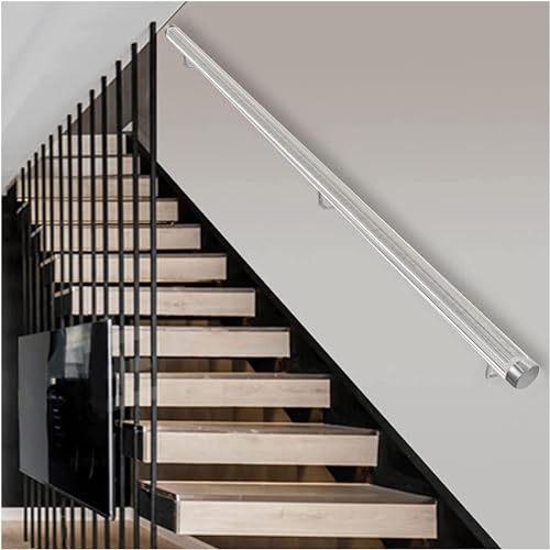 ININOSNP Schwebende Treppenhandläufe Kristalltransparente Handläufe mit Endkappen und Halterungen aus Edelstahl, rutschfeste Sicherheitshandläufe(150cm) von ININOSNP