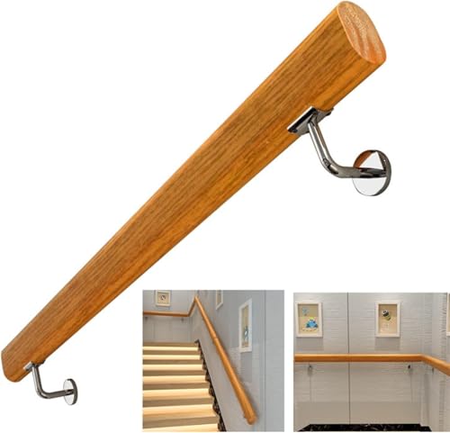 ININOSNP Schwebende Treppenhandläufe Rutschfester Holzhandlauf for die Sicherheit im Innen- und Außenbereich, Korridor-Stützstange(150cm) von ININOSNP