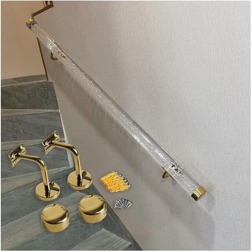 ININOSNP Schwebende Treppenhandläufe Transparente Geländer, Handläufe, Treppen, sichere und rutschfeste Geländer for Familien- und Kindergartenkorridore(Gold,200cm) von ININOSNP