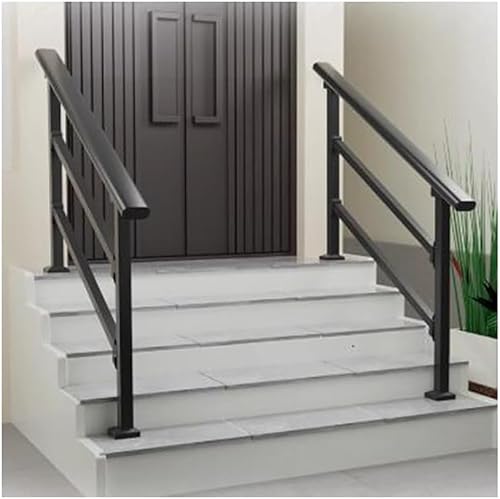 ININOSNP Schwebende Treppenhandläufe Treppenhandlauf, 2er-Pack Handlauf for Außentreppen, schwarzes Deckgeländer-Set for 1 bis 3 Stufen(1.2m) von ININOSNP