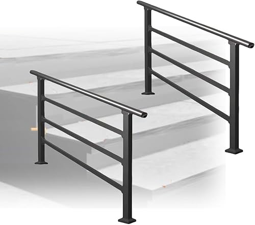 ININOSNP Schwebende Treppenhandläufe Treppenhandlauf, Schmiedeeiserne Handläufe for Außentreppen, 2 Stück Außenhandlauf for Betontreppen(1.5m) von ININOSNP