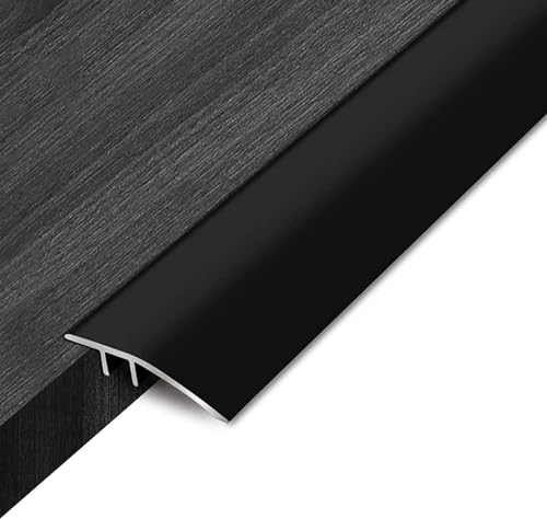 ININOSNP Selbstklebender Bodenübergangsstreifen, Schwellenreduzierer for Bodentrennstreifen aus Aluminium, Teppichverkleidungsleiste for Haustüren(Black,Length 135cm/53 in) von ININOSNP