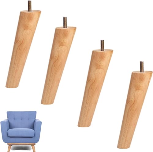 ININOSNP Set mit 4 Massivholz-Möbelfüßen, Couchtischfüßen, Rohholzfarbe, 5–70 cm, M8-Schraubbolzen (gerade 30 cm/11,8 Zoll) (Color : Oblique, Size : 70cm/27.6inch) von ININOSNP