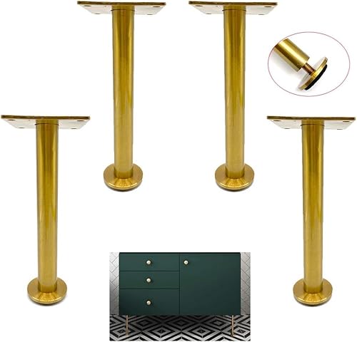 ININOSNP Set mit 4 Metallmöbelfüßen, Edelstahl-Badezimmerschrankfüßen, modernen verstellbaren Sofafüßen, Tischfüßen, runder Basis, Goldfarbe (Color : Gold, Size : 13cm) von ININOSNP