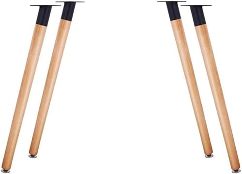 ININOSNP Set mit 4 Möbelbeinen, runde Tischbeine aus Buchenholz, konische Massivholz-Ersatzbeine, schwarz, mit Zwingenbeschlägen (schwarz schräg) (Color : Black, Size : Oblique) von ININOSNP