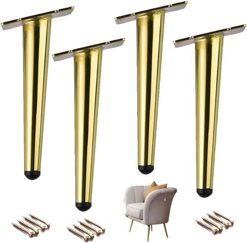ININOSNP Set mit 4 Möbelfüßen aus Metall, Ersatzfüße for konische Couchtische, DIY-Sofafüße, Schrankfüße mit Schrauben, Gold (70 cm, vertikal) (Color : Inclined, Size : 10cm) von ININOSNP