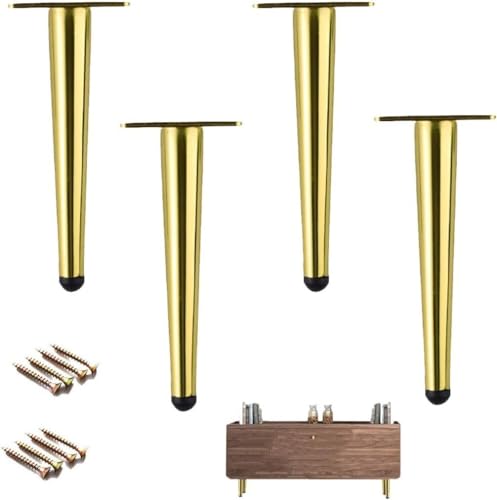 ININOSNP Set mit 4 Möbelfüßen aus Metall, Ersatzfüße for konische Couchtische, DIY-Sofafüße, Schrankfüße mit Schrauben, Gold (70 cm, vertikal) (Color : Vertical, Size : 10cm) von ININOSNP