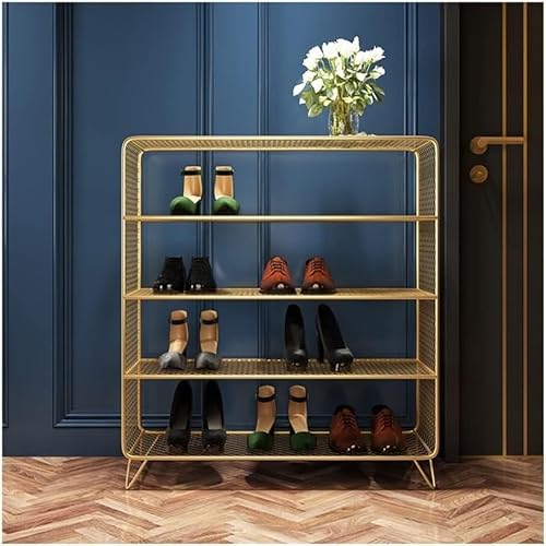 ININOSNP Skandinavisches Schuhregal, leichtes, luxuriöses mehrstöckiges Schuhregal, Eingangsbereich, Innenbereich, Metallaufbewahrung, 4-stufiger Schuhschrank (Color : 4 Layers, Size : 80CM) von ININOSNP