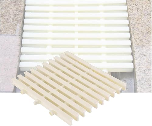 ININOSNP Wirbelverhindernde Entwässerungsabdeckung Gespleißte Überlauffilterabdeckung Duschablauf-Entwässerungskanalfilter Hochleistungs-Kanalgitter Geeignet for Decks (Breite 20 cm, 10 Stück) Beige von ININOSNP