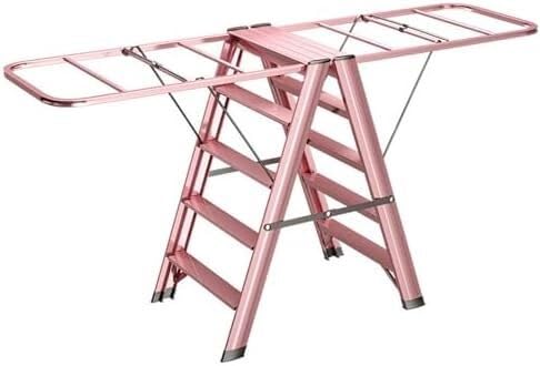 ININOSNP Zusammenklappbarer Wäscheständer Wäscheständer for Leitern, Wäscheständer auf dem Balkon, Teleskop-Wäscheständer aus Aluminiumlegierung(Pink,B) von ININOSNP