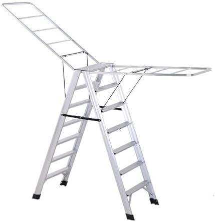 ININOSNP Zusammenklappbarer Wäscheständer Wäscheständer for Leitern, Wäscheständer auf dem Balkon, Teleskop-Wäscheständer aus Aluminiumlegierung(Silver,C) von ININOSNP
