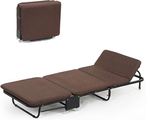 Memory-Schaum-Klappbett Klappbett mit Matratze und Metallrahmen, 5-fach verstellbare Rückenlehne, tragbares Bett mit Rädern, geeignet for Mittagsschläfchen zu Hause oder Strandausflüge.(Brown,180*65*2 Memory-Schaum-Klappbett Klappbett mit Matratze und Metallrahmen, 5-fach verstellbare Rückenlehne, tragbares Bett mit Rädern, geeignet for Mittagsschläfchen zu Hause oder Strandausflüge.(Brown,180*65*2 von ININOSNP