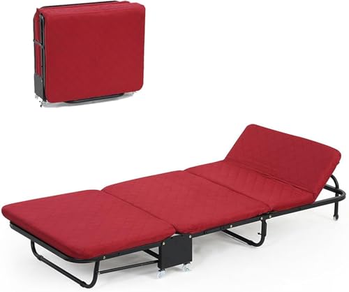 Memory-Schaum-Klappbett Klappbett mit Matratze und Metallrahmen, 5-fach verstellbare Rückenlehne, tragbares Bett mit Rädern, geeignet for Mittagsschläfchen zu Hause oder Strandausflüge.(Rosso,180*75*2 Memory-Schaum-Klappbett Klappbett mit Matratze und Metallrahmen, 5-fach verstellbare Rückenlehne, tragbares Bett mit Rädern, geeignet for Mittagsschläfchen zu Hause oder Strandausflüge.(Rosso,180*75*2 von ININOSNP