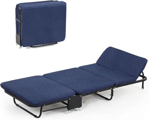Memory-Schaum-Klappbett Klappbett mit Matratze und Metallrahmen, 5-fach verstellbare Rückenlehne, tragbares Bett mit Rädern, geeignet for Mittagsschläfchen zu Hause oder Strandausflüge.(Blu,180*90*26c Memory-Schaum-Klappbett Klappbett mit Matratze und Metallrahmen, 5-fach verstellbare Rückenlehne, tragbares Bett mit Rädern, geeignet for Mittagsschläfchen zu Hause oder Strandausflüge.(Blu,180*90*26c von ININOSNP
