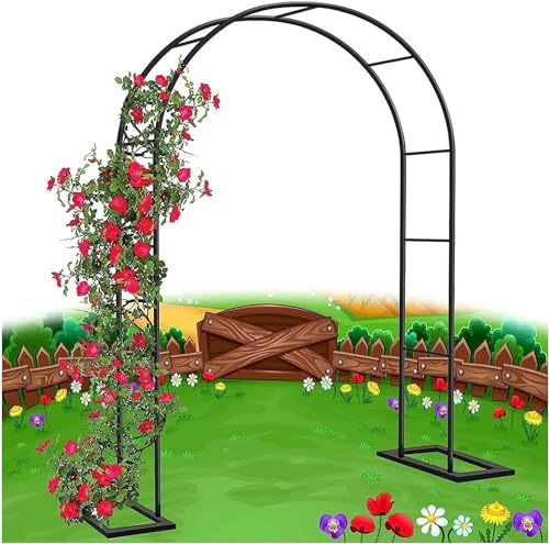 Metall-Gartenbogen, Gartenlaube, Stahlrahmen, Garten-Rosenbogen, Gitter, schwerer und starker Kletterpflanzenbogen(W2.4M*H2.2M) von ININOSNP