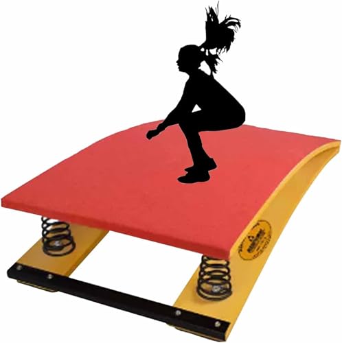 Tragbares Trampolin 4 Springs High Jump Springboard Heavy Duty & Large Wood Gymnastics Wushu Training Elastic Board for Gymnastics Kung Fu Wood Elastic Board Heavy Duty Vault Spring Board (Red) von ININOSNP