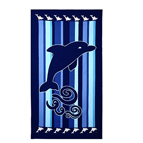 Strandtuch _ 100,1 x 180,1 cm Extra große Mikrofaser-Handtuch für Bad Strandkorbhülle Delfinen schwimmen bedruckt Dolphins von INIZI