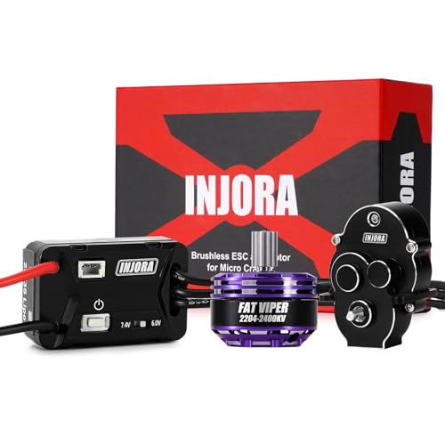 INJORA MBL32 G2 Wasserdichter Brushless ESC & 2204 Fat Viper Außenläufer-Motor für 1/18 TRX4M von INJORA