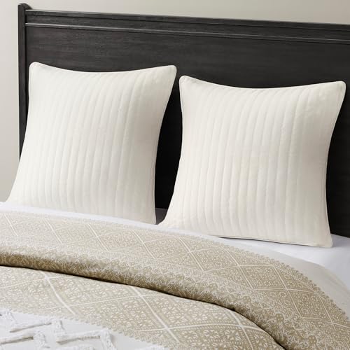 INK+IVY Einzelbett 100% Baumwolle Euro Sham Europäischer quadratischer dekorativer Kissenbezug, versteckter Reißverschluss (Kissen Nicht im Lieferumfang enthalten), Gesteppt Weiß, x 26" von INK + IVY