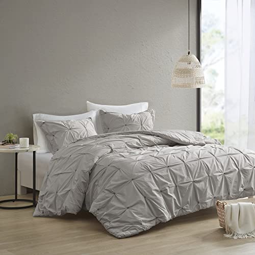 INK IVY Masie Baumwoll-Bettwäsche-Set mit passenden Kissenbezügen, für King-Size-Bett, 264,2 x 233,7 cm, Grau, 3-teilig von INK IVY