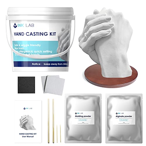 INK LAB Handabdruck Set für Paare 3D Hände Gipsabdruck Set für Paare Familie Jahrestag Pärchen Geschenk für Sie und Ihn Hochzeit Valentinstag von INK LAB