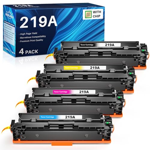 219A Toner (Mit CHIP) Kompatibel für HP 219A 219X für HP Color Laserjet Pro MFP 3302FDWG Toner für MFP 3302SDWG 3302FDNG Toner für W2190A W2191A W2192A W2193A(4 Pack) von INK4U