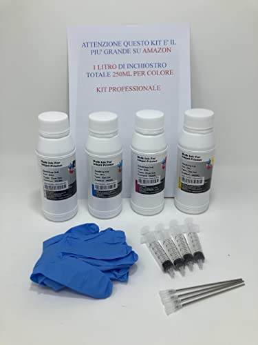 Kit Refill Patronen 1 Liter Tinte für Drucker Lexmark A 4 Farben 250 ml für Farbe schwarz, Cyano, Magenta, Gelb, für Lexmark speziell für alle Drucker mit 4 Farben. Kit Refill Patronen 1 Liter Tinte für Drucker Lexmark A 4 Farben 250 ml für Farbe schwarz, Cyano, Magenta, Gelb, für Lexmark speziell für alle Drucker mit 4 Farben. von INKJET ORIGINALE