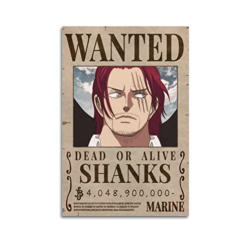 INKLOT Anime Shank Bounty Wanted Poster, dekoratives Gemälde, Leinwand, Wandposter und Kunstbild, modernes Familien-Schlafzimmer, 30 x 45 cm von INKLOT