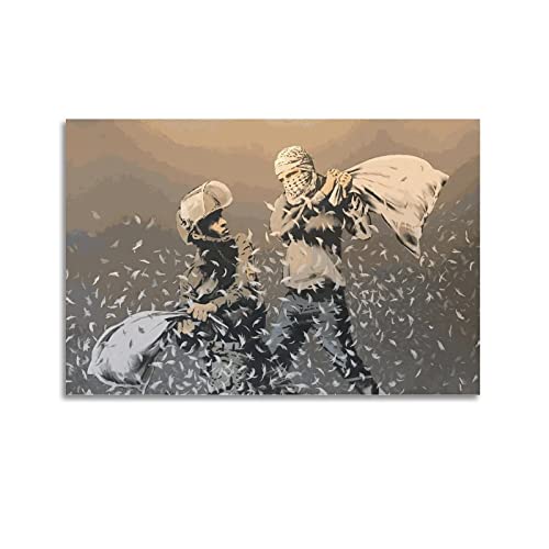 INKLOT Banksy Pillow Fight Poster, dekoratives Gemälde, Leinwand, Wandposter und Kunstbild, modernes Familien-Schlafzimmer, Dekoration, Poster, 40 x 60 cm von INKLOT