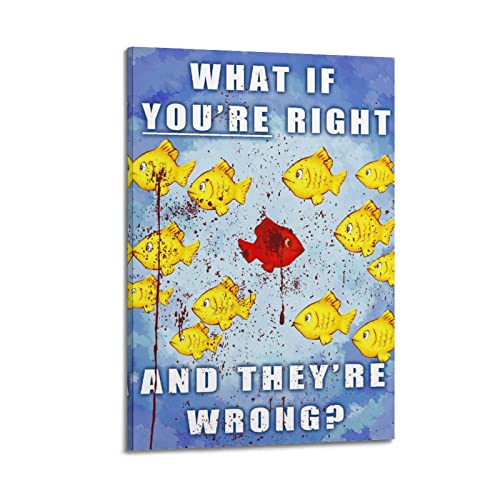 INKLOT What If You're Right And They're Wrong, inspirierendes Fisch-Poster, dekoratives Gemälde, Leinwand, Wandposter und Kunstbild, modernes Familien-Schlafzimmer, Dekoration, Poster, 30 x 45 cm von INKLOT