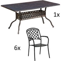 7-teilige Sitzgruppe Alu-Guss bronze Tisch 120x80x74 cm cm mit 6 Sesseln Tisch 120x80 cm mit 6x Sessel Capri - Inko 7-teilige Sitzgruppe Alu-Guss bronze Tisch 120x80x74 cm cm mit 6 Sesseln Tisch 120x80 cm mit 6x Sessel Capri - Inko von INKO