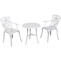 Inko - Bistro-Set Rose Alu-Guss Tisch ø 66 cm Stühle mit Armlehnen 2 Farben zur Wahl weiß von INKO
