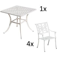 Inko 5-teilige Sitzgruppe Aluminium Guss weiß Tisch 80x80cm mit 4 Sesseln Tisch 80x80 cm mit 4x Sessel Nexus von INKO