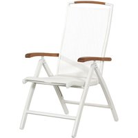 Inko - Klappsessel Frisco Aluminium/Textilen/Teak Hochlehner 3 Farben zur Auswahl Weiß von INKO