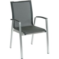 Inko - Stapelsessel Ancona 56,5x63x89 cm Alu gebürstet/Textilene dark grey Stapelstuhl von INKO