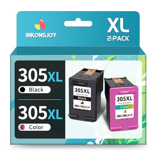 INKONSJOY Drucker Patronen für HP 305 XL Druckerpatronen Set Schwarz & Farbe Tintenpatrone für DeskJet 2700 2710 2720 Plus 4120 4100 4110 Envy 6000 6010 6020 6032 6022 Envy Pro 6420 6452 von INKONSJOY